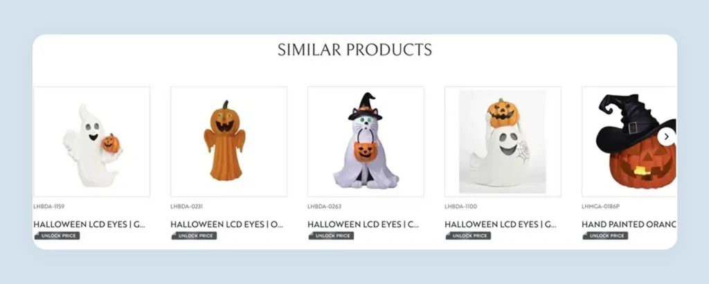 Luxe Light Decor similar products section on product page for cross-sell discovery