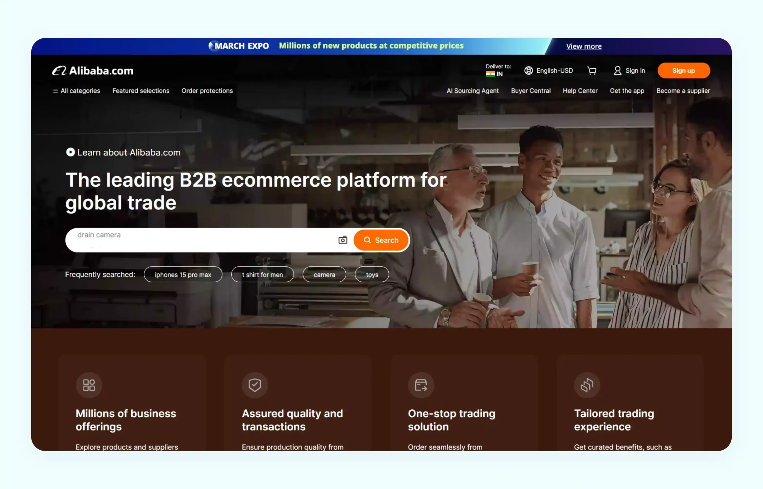 Amazon Business B2B marketplace homepage for wholesale buyers