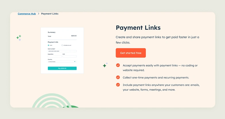 HubSpot Payments offering CRM-integrated payment processing for sales-focused businesses
