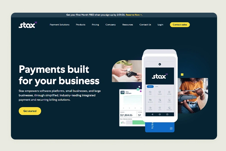 Stax provides interchange-plus pricing and 24/7 support for high-volume businesses