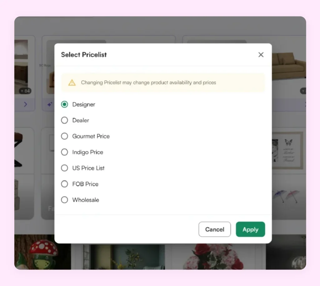 Custom price list functionality of WizCommerce in action