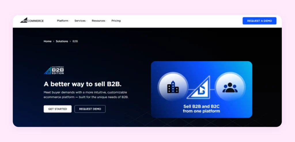 Home page of BigCommerce B2B Edition