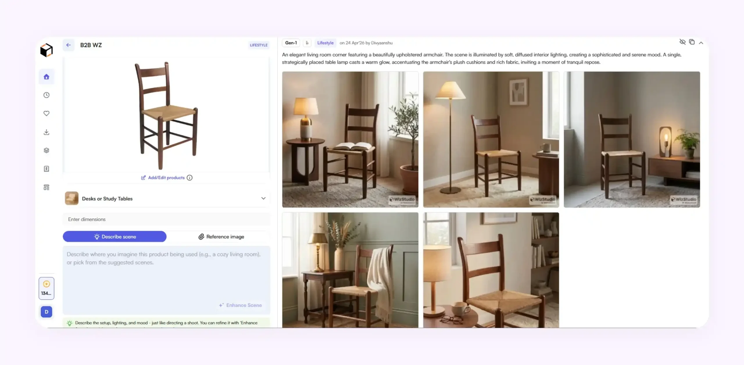 AI lifestyle image generation using WizStudio