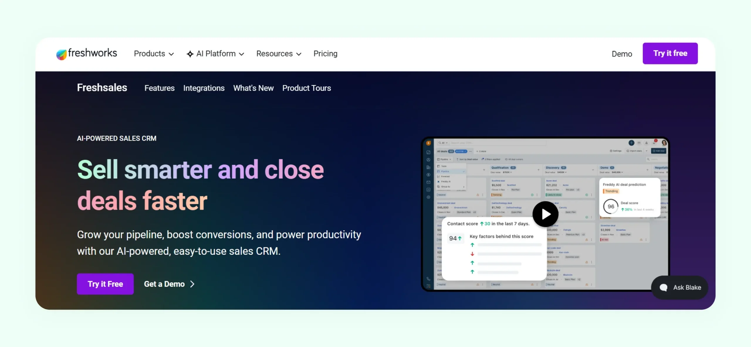 Freshsales CRM Homepage   