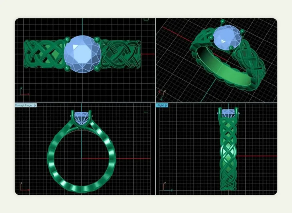 Computer aided design software interface showing ring models