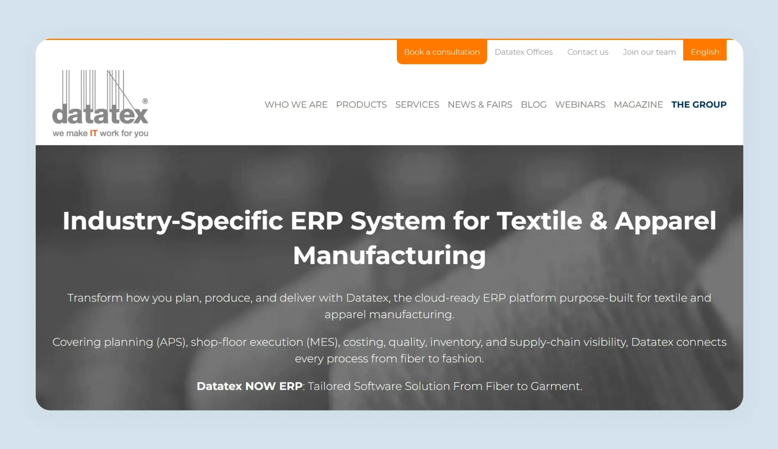 Datatex web-based apparel ERP interface Datatex web-based apparel ERP interface