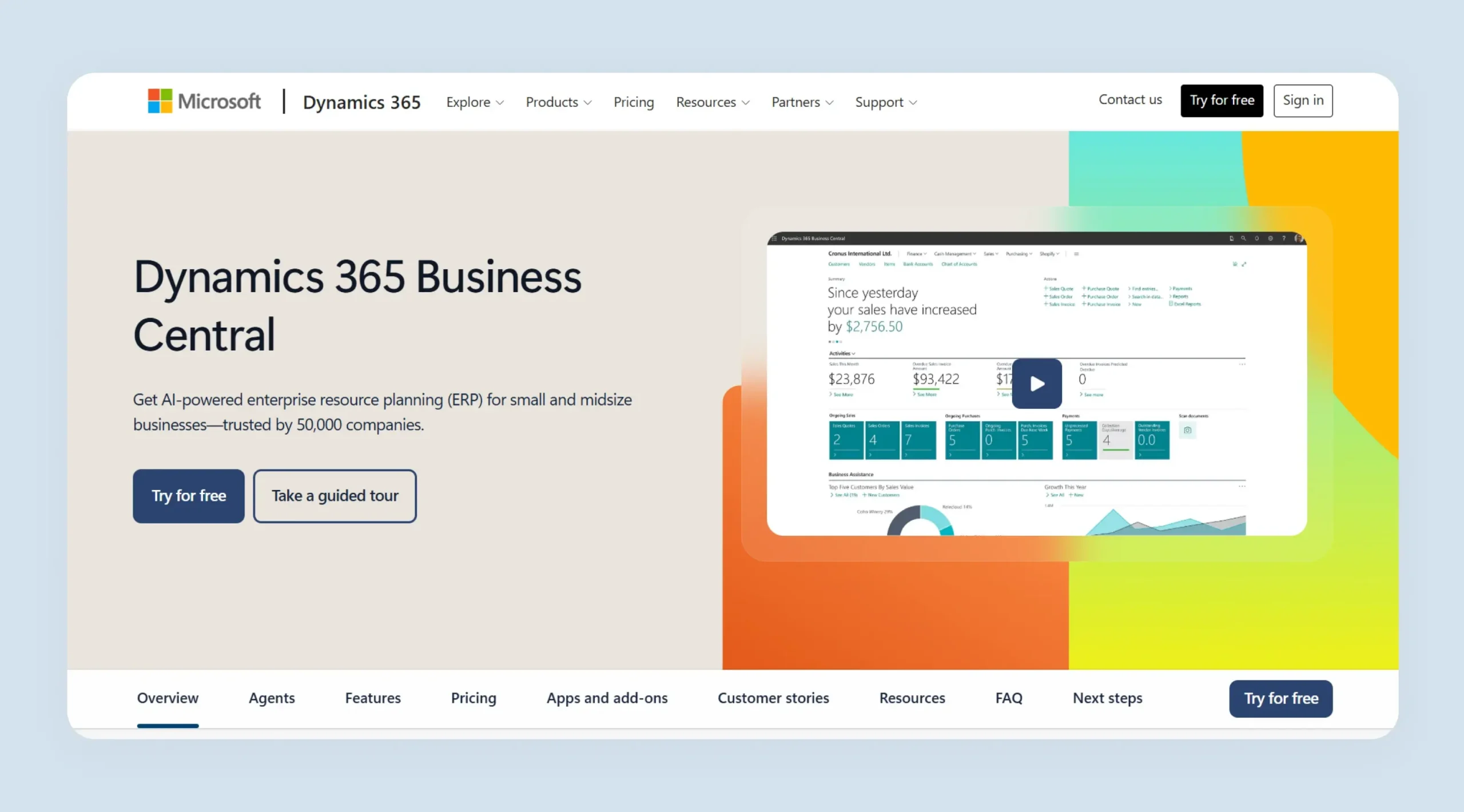 Microsoft Dynamics 365 Business Central website Microsoft Dynamics 365 Business Central website