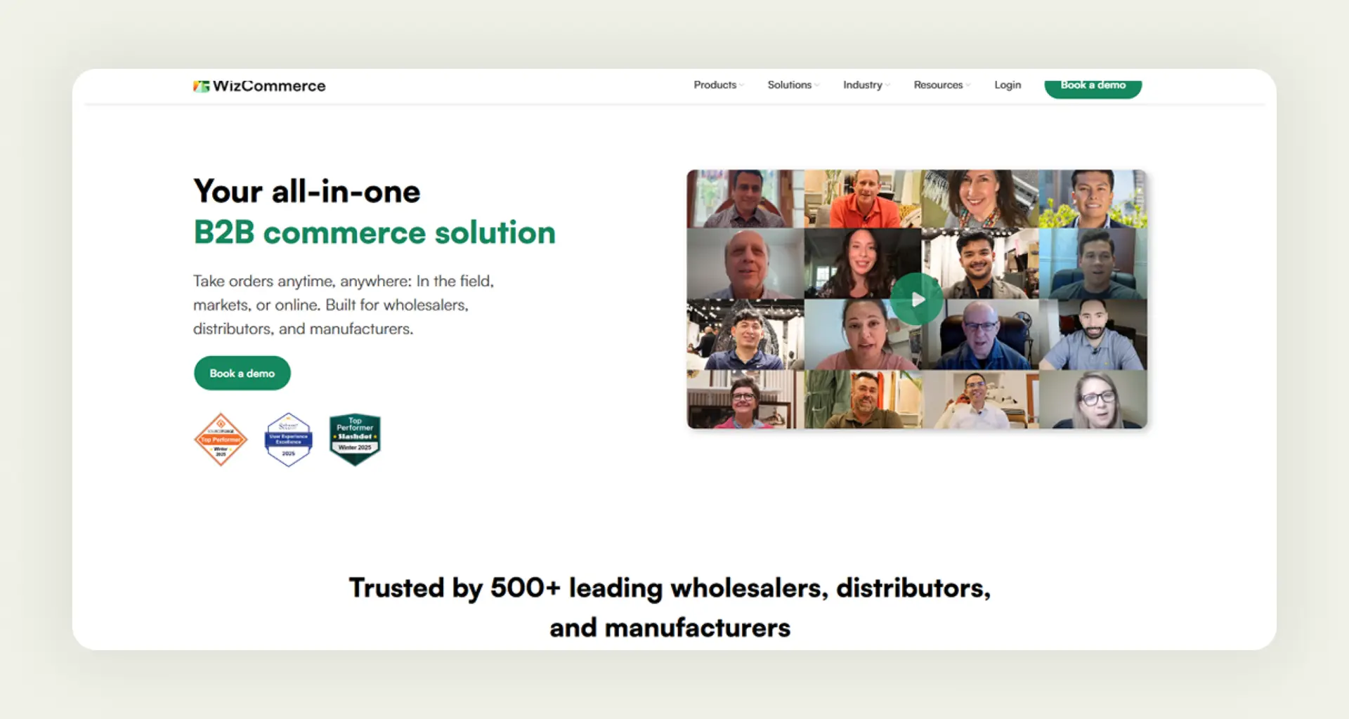 Homepage of WizCommerce bigcommerce alternative