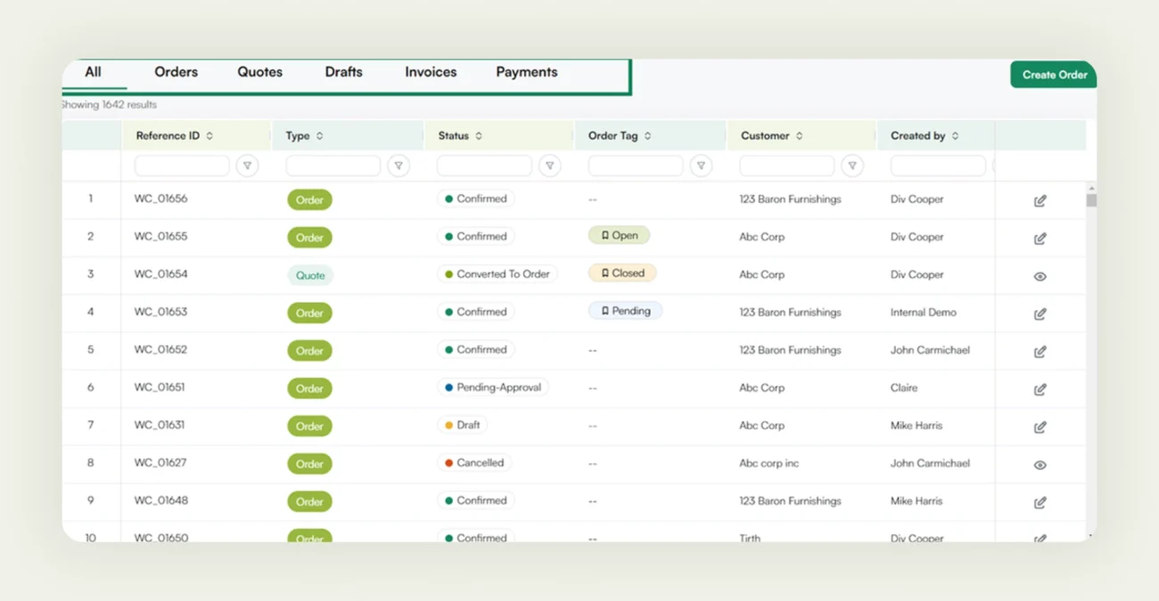 Unified view of orders, quotes, invoices, and payments in WizCommerce bigcommerce alternative