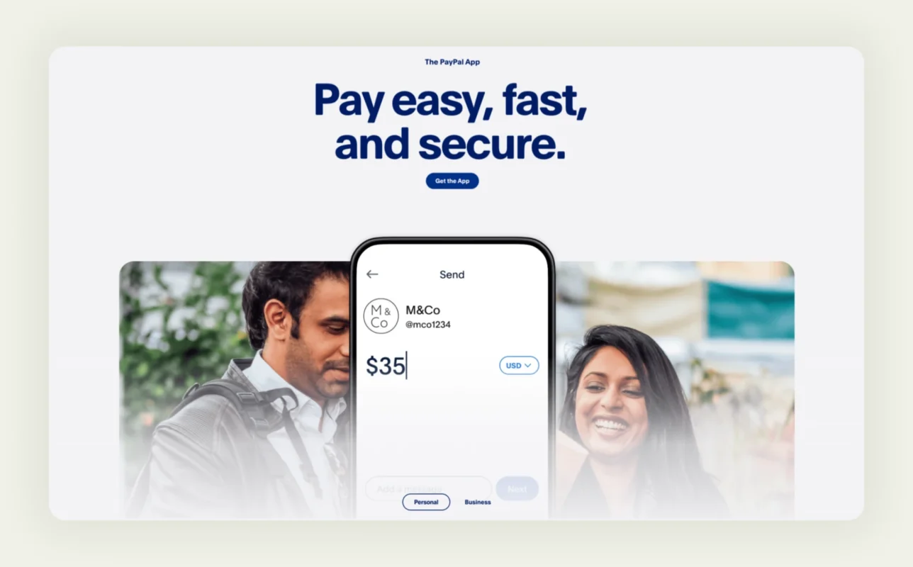 PayPal homepage