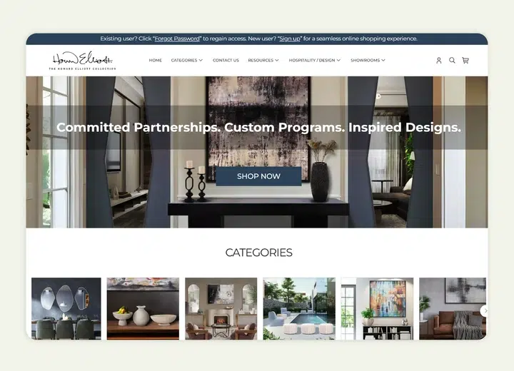 The home page of the Howard Elliott website