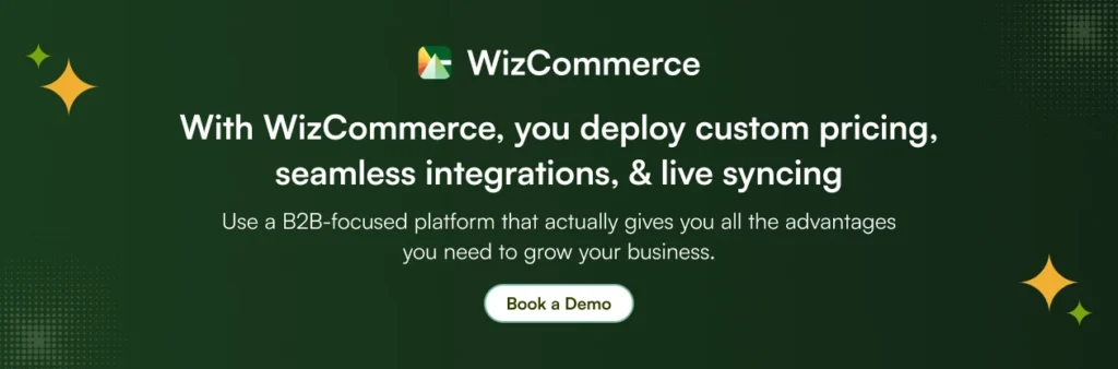 WizCommerce B2B ecommerce integration—book a demo WizCommerce B2B ecommerce integration—book a demo