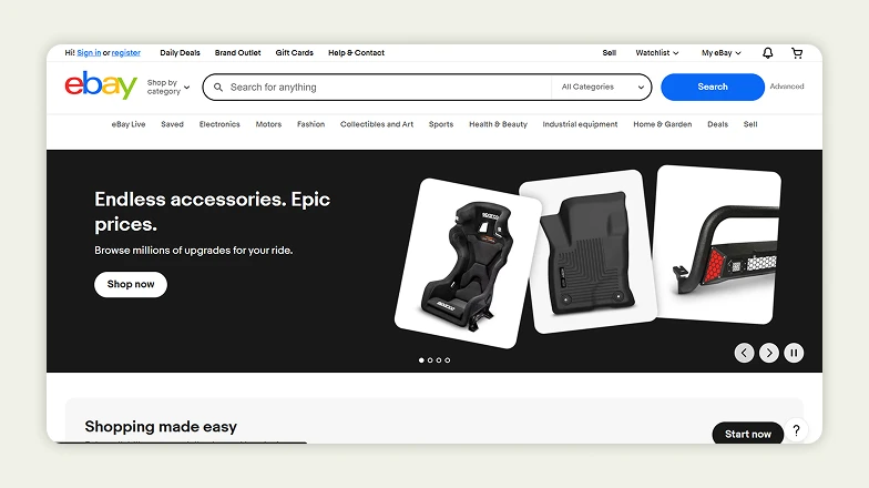 eBay homepage eBay homepage