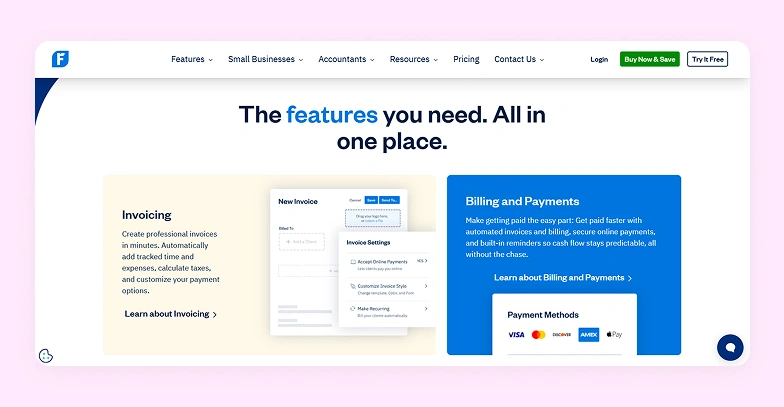 FreshBooks website interface