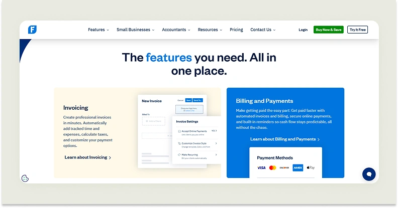 FreshBooks website interface FreshBooks website interface