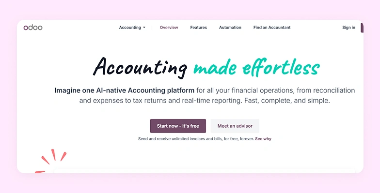 Odoo modular accounting interface 