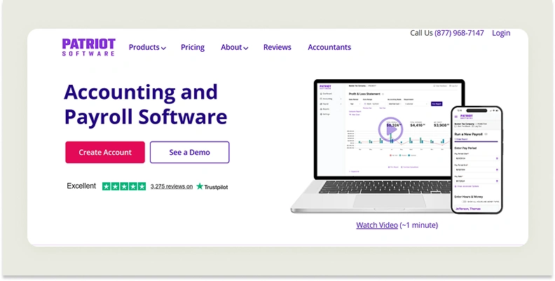 Patriot Accounting Software homepage Patriot Accounting Software homepage