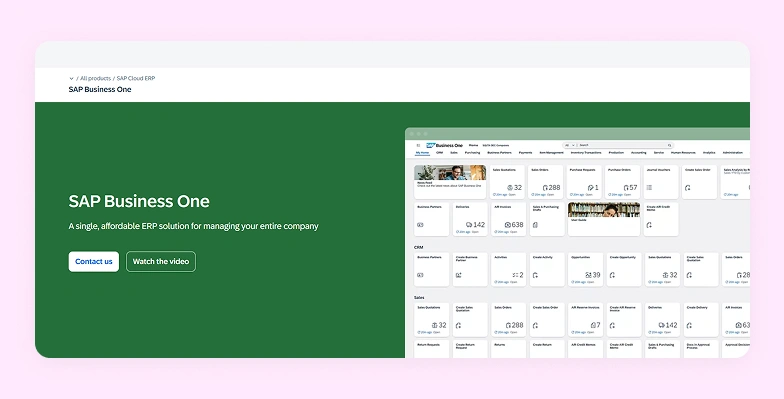 SAP Business One Homepage