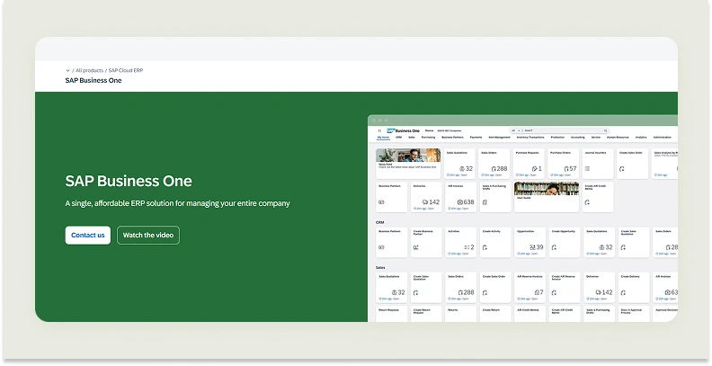 SAP Business One Homepage SAP Business One Homepage