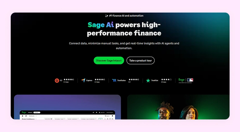 Sage Business Cloud homepage