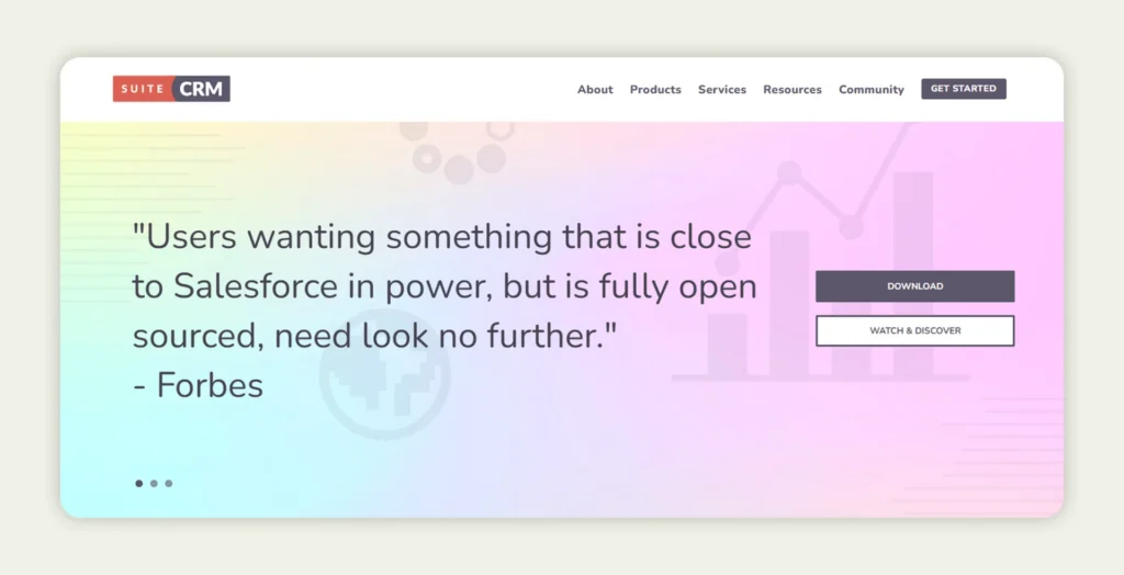 SuiteCRM Homepage SuiteCRM Homepage