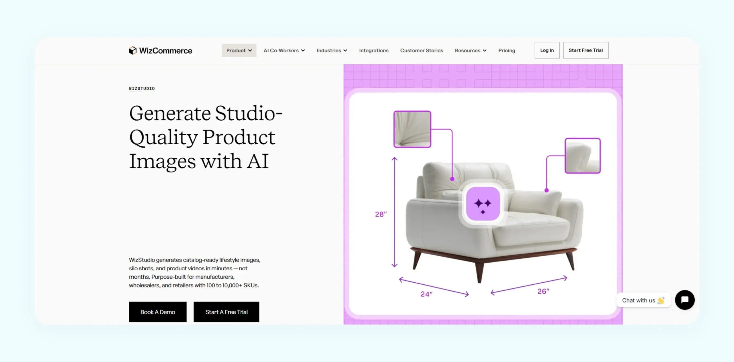 WizStudio AI platform transforming tabletop product photos into professional lifestyle visuals 