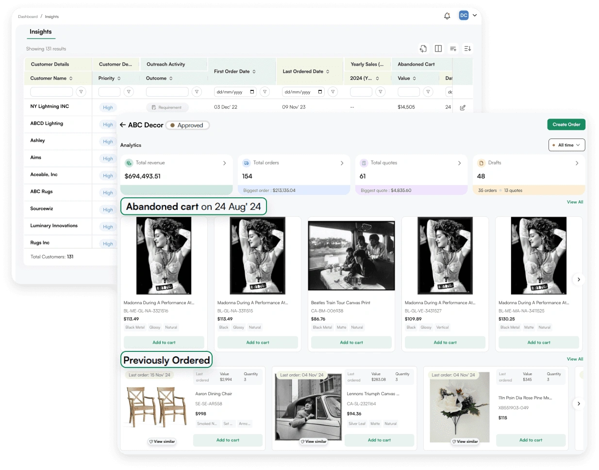 Customer Dashboard View