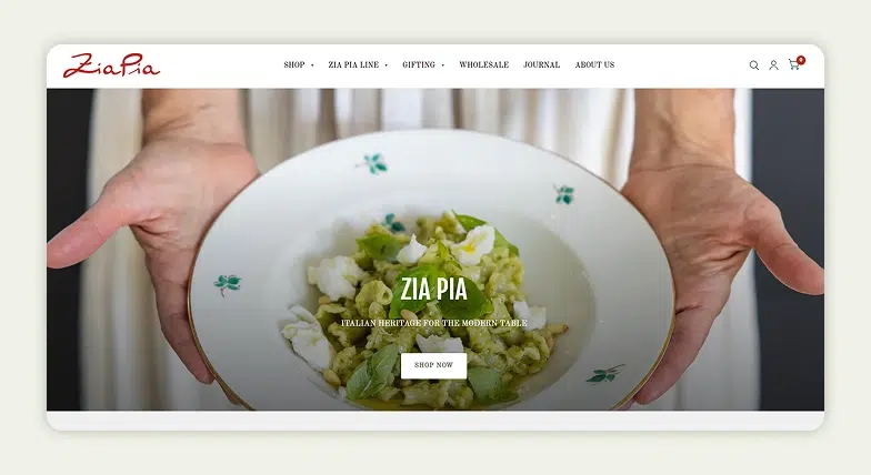 Zia Pia homepage 