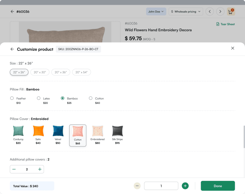 B2B sales automation can empower sales reps to customize product attributes, pricing, and specifications directly within the platform, reducing manual communication and order processing time. 