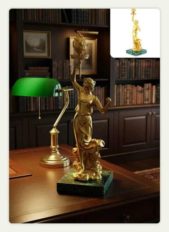 A highly reflective home decor item in a lifestyle setup