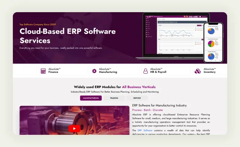 Absolute ERP affordable cloud-based solution designed specifically for apparel manufacturers.