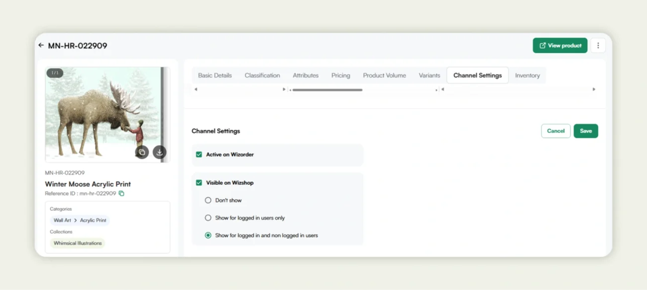 Adjusting product visibility in WizCommerce