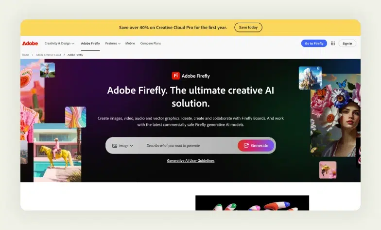 Adobe Firefly webpage