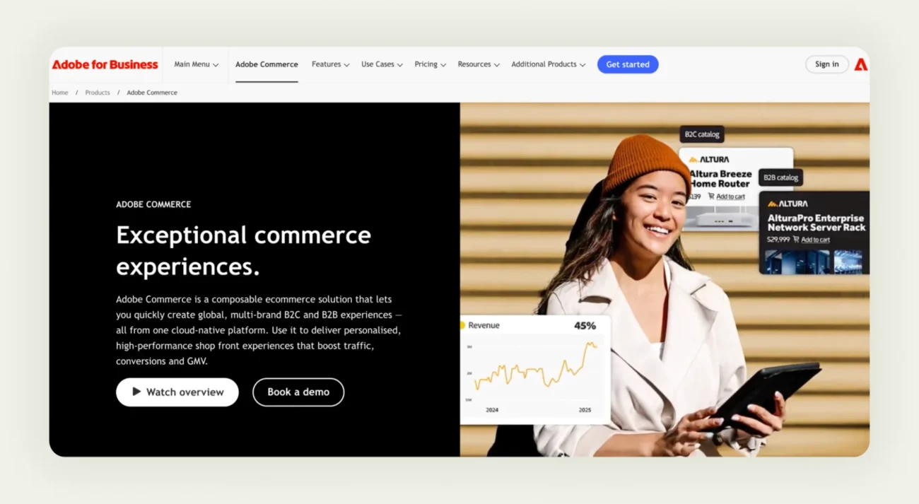 Adobe commerce (magento) webpage