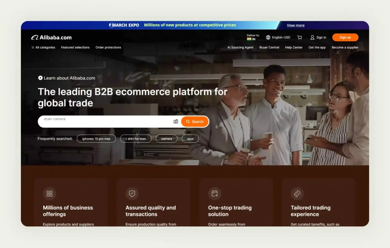 Alibaba B2B ecommerce platform connecting global manufacturers