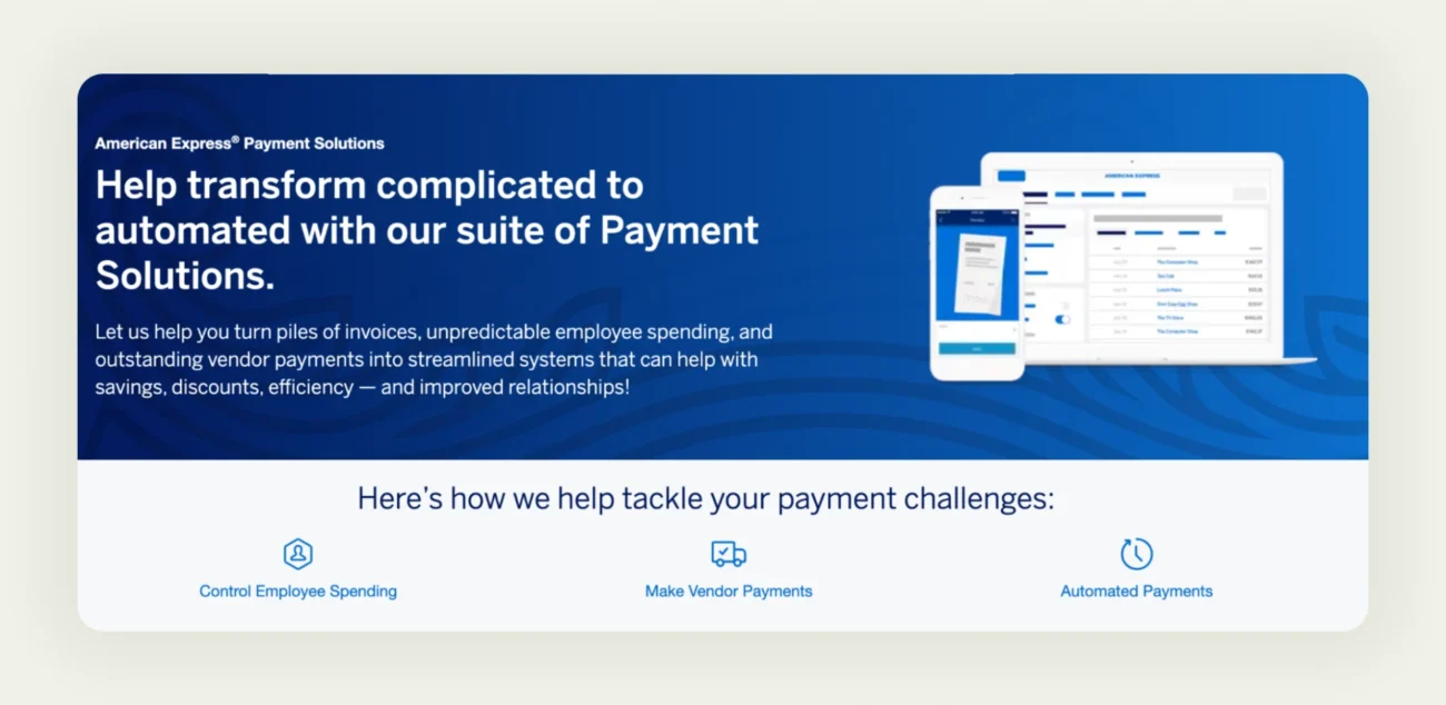 American Express Payment Solutions page