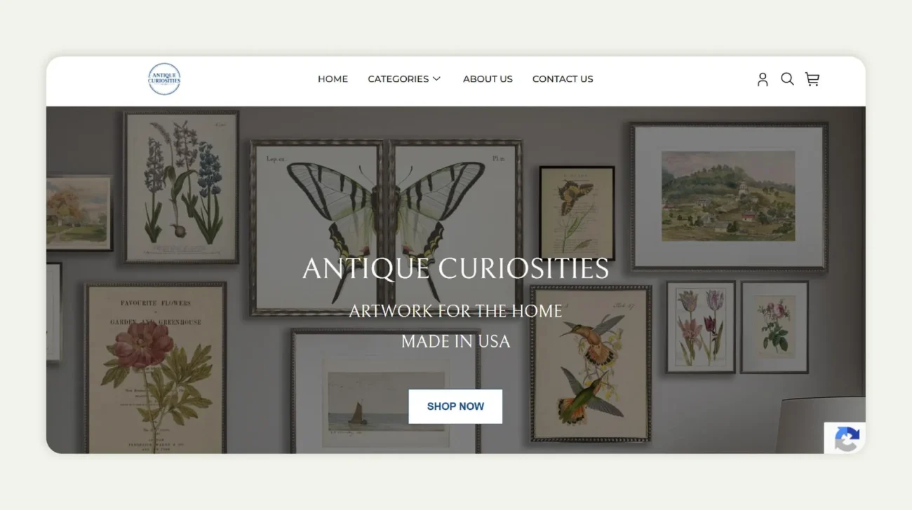 Antique Curiosities homepage 
