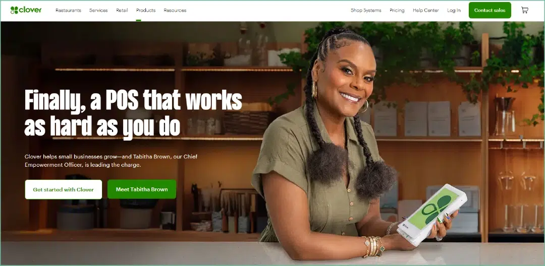 Clover POS systems serving retail and restaurant businesses with comprehensive management tools