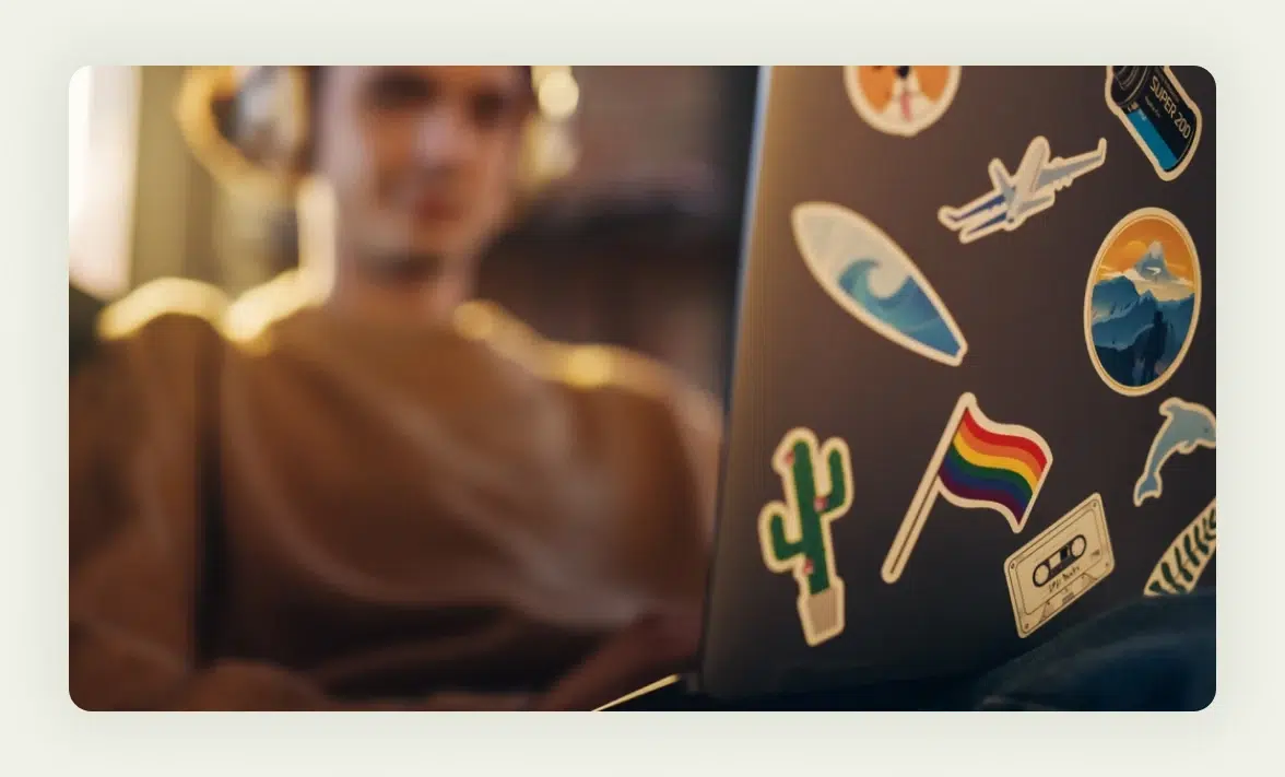 Colorful custom vinyl stickers and decals with business branding for trade show giveaways Colorful custom vinyl stickers and decals with business branding for trade show giveaways