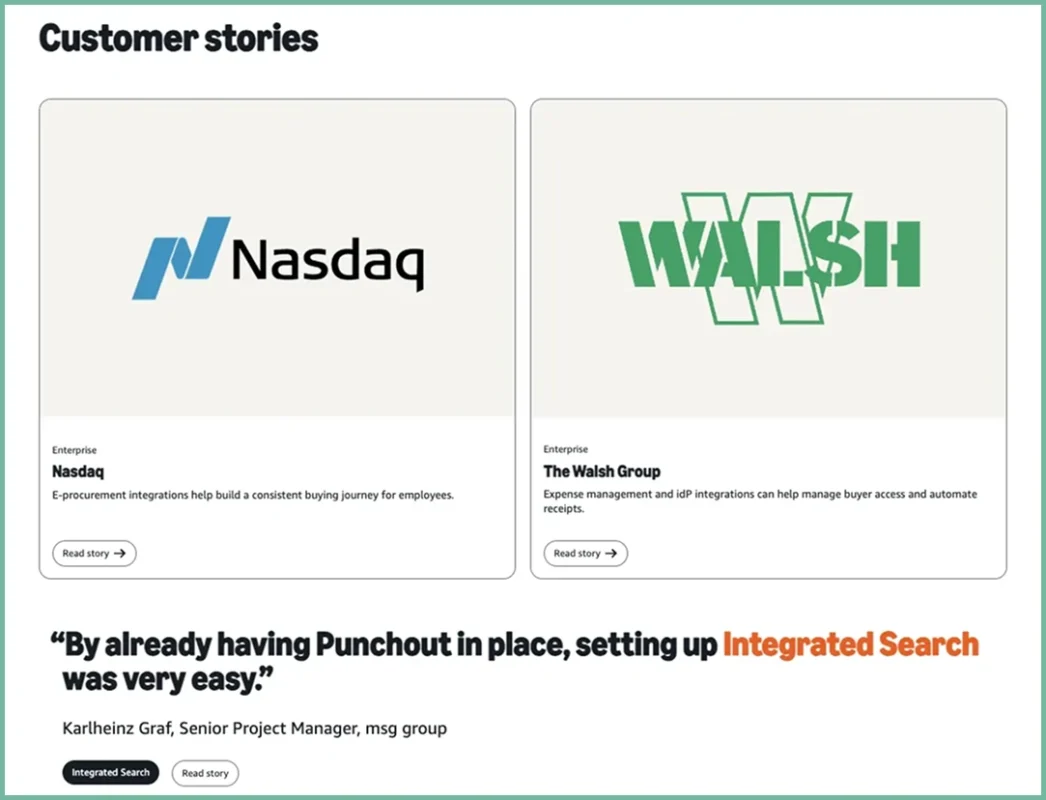 Corporate customer testimonials from recognizable companies