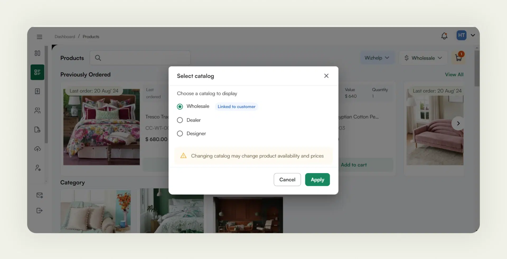 Customer-specific pricing in WizCommerce