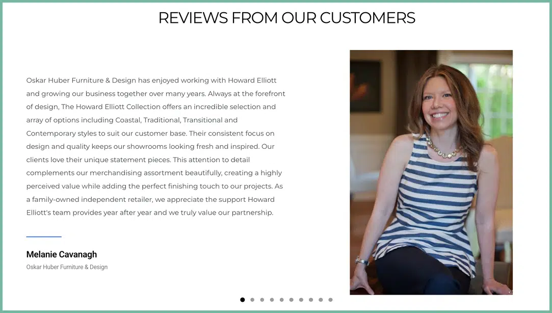 Customer testimonial with professional photo and detailed business review