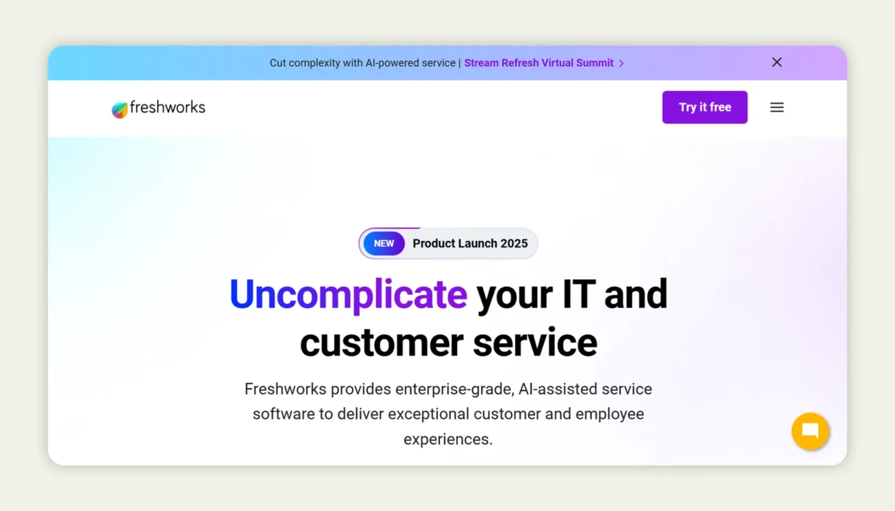 Freshworks homepage Freshworks homepage