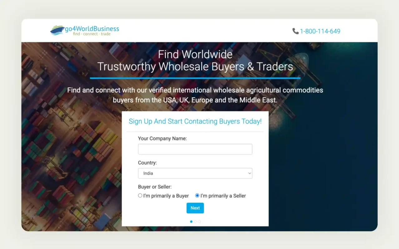 Go4worldbusiness global B2B marketplace showing international supplier directory and product categories