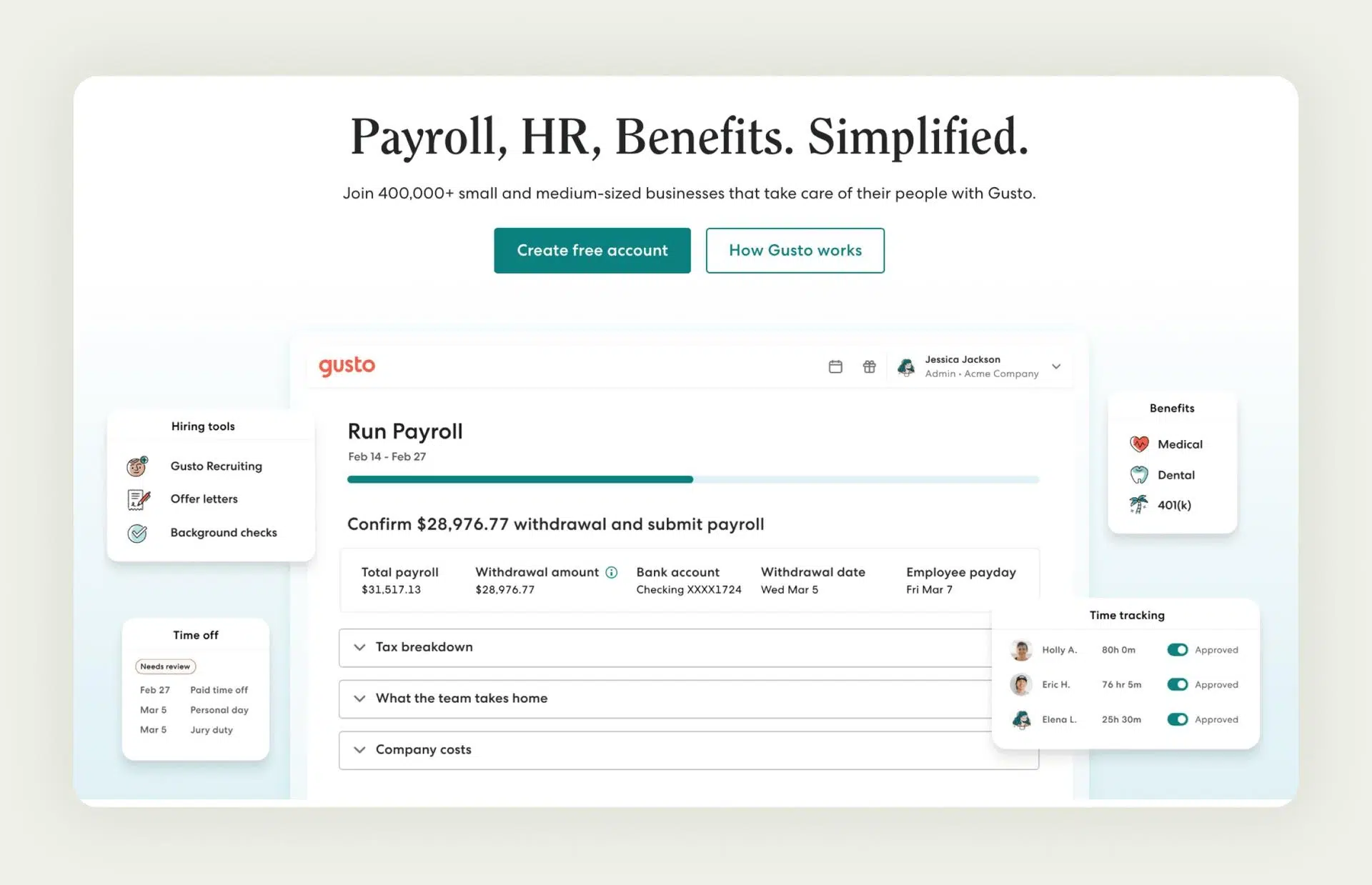 Gusto payroll and HR software for businesses with employees Gusto payroll and HR software for businesses with employees