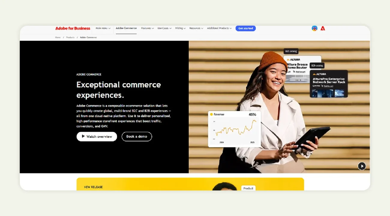 Homepage of Adobe Commerce