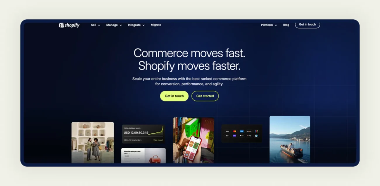 Homepage of Shopify Plus