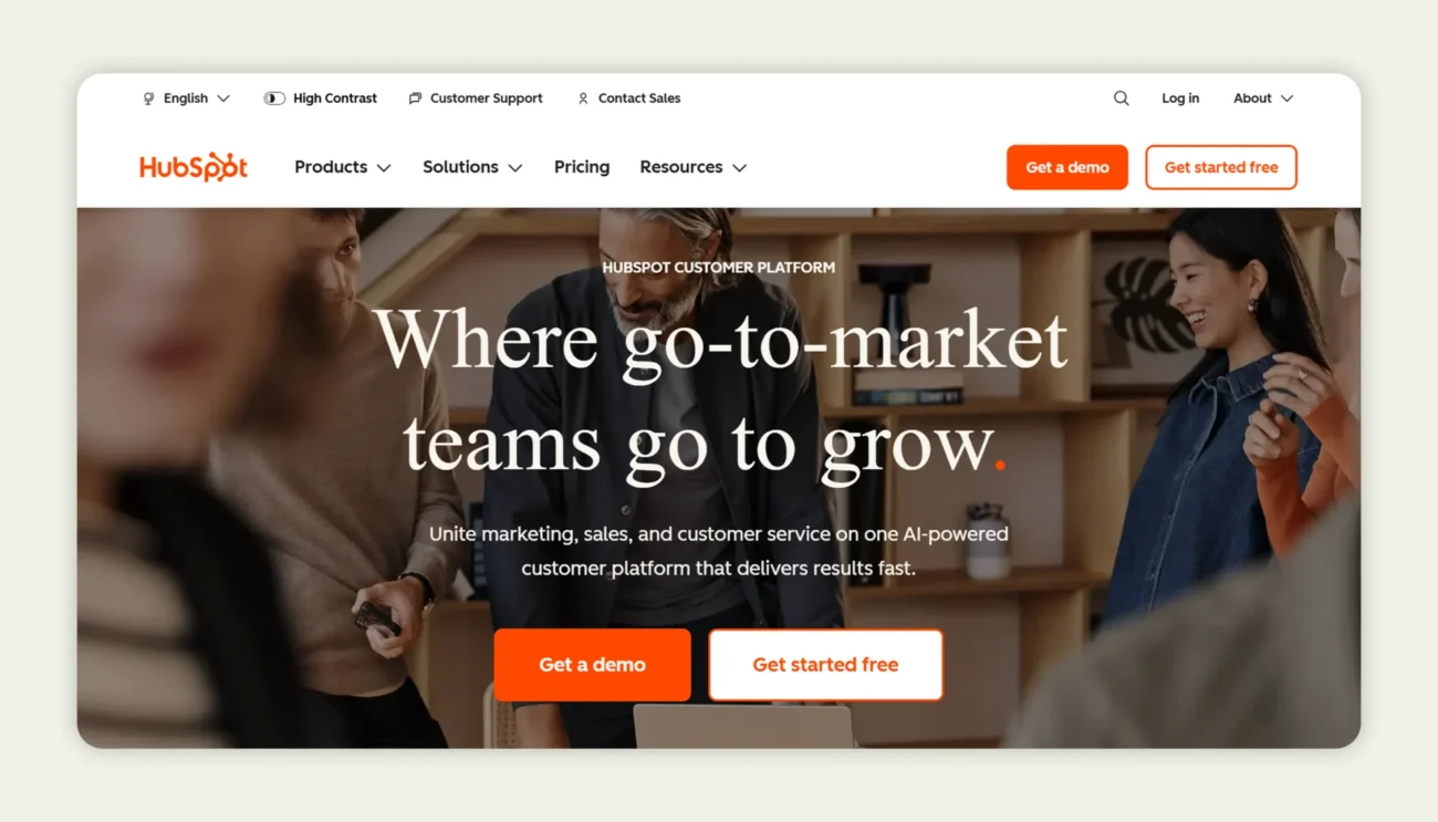 Hubspot homepage Hubspot homepage