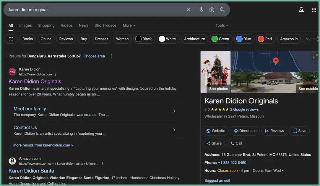 Local retailer finder showing nearby stores with business information