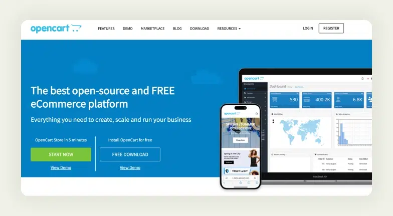 OpenCart A user-friendly and simple platform suitable for small businesses with minimal technical requirements.